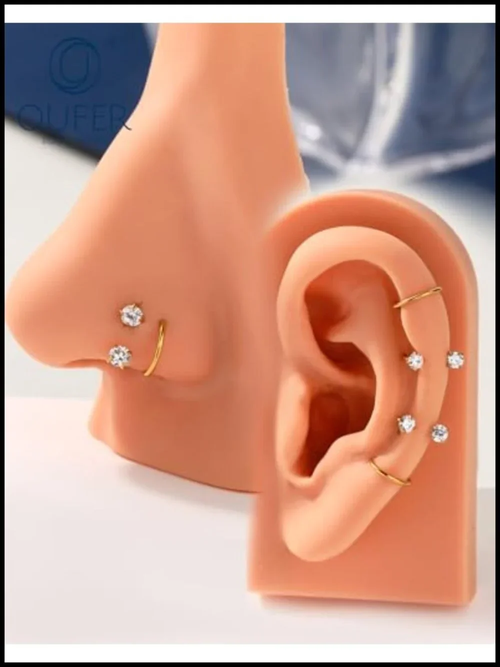 20G Nose Rings Hoops Set - 316L Surgical Steel Horseshoe & Hinged Segment